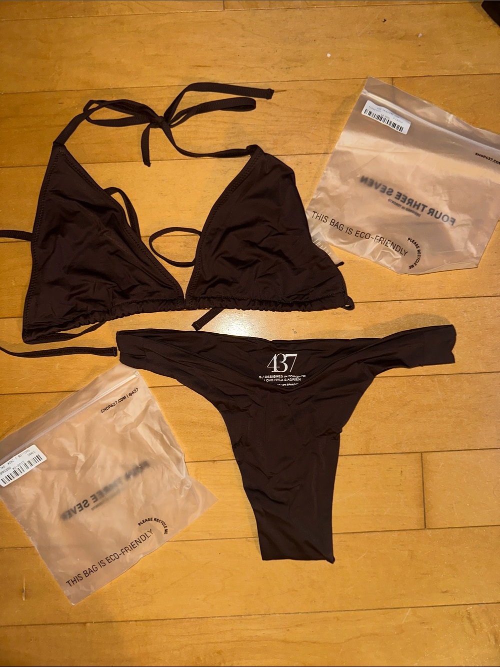 NWT Brown Triangle Bikini Top & Brazilian Bottom from 437